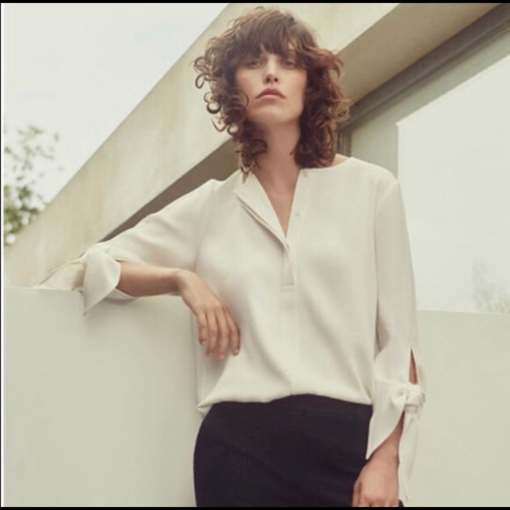 Whistles Crepe Blouse w/Tie Sleeves